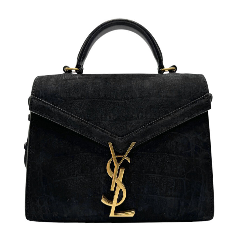 Saint Laurent 2way Shoulder Bag Cassandra embossed leather black gold
